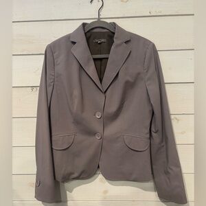 Ann Taylor Gray Blazer with Notched Lapels and Fitted Silhouette